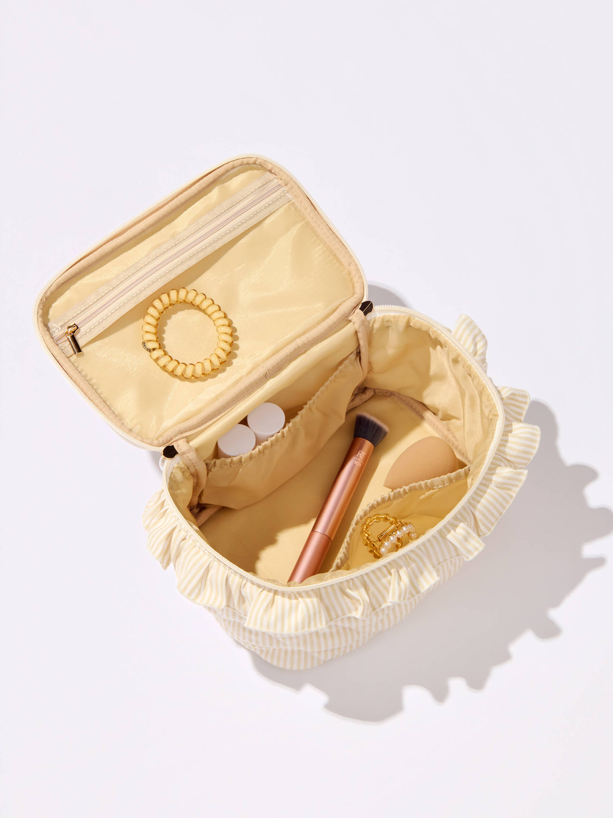 Ruffled Pearl Detail Cosmetic Case